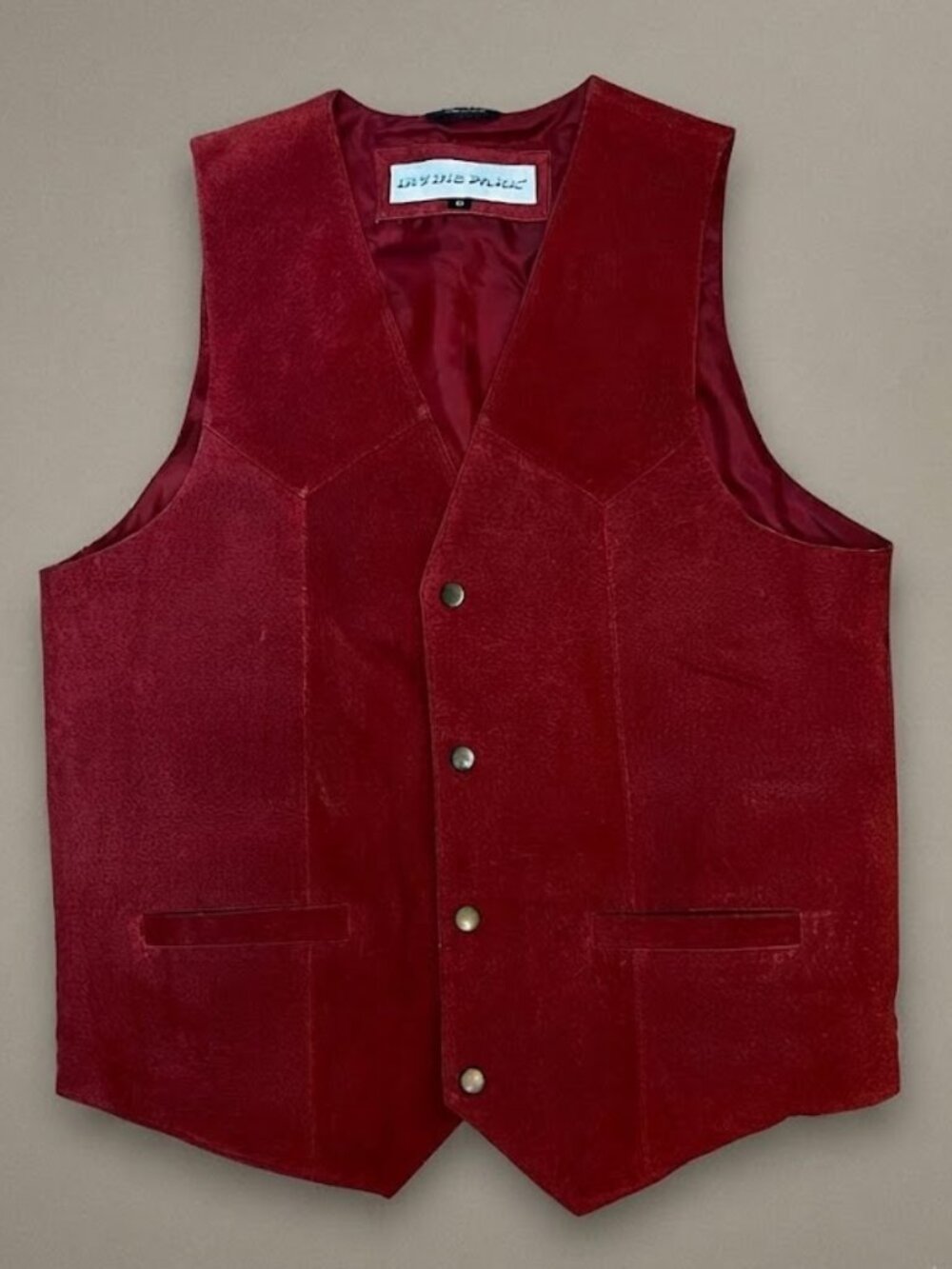 Irvine Park Men's Size Medium Red Burgandy Leather Suede Vest Western Cowboy